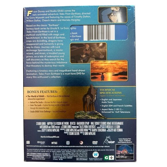 Studio Ghibli Tales from Earthsea DVD Disney Anime Fantasy Movie Excellent - Picture 2 of 6